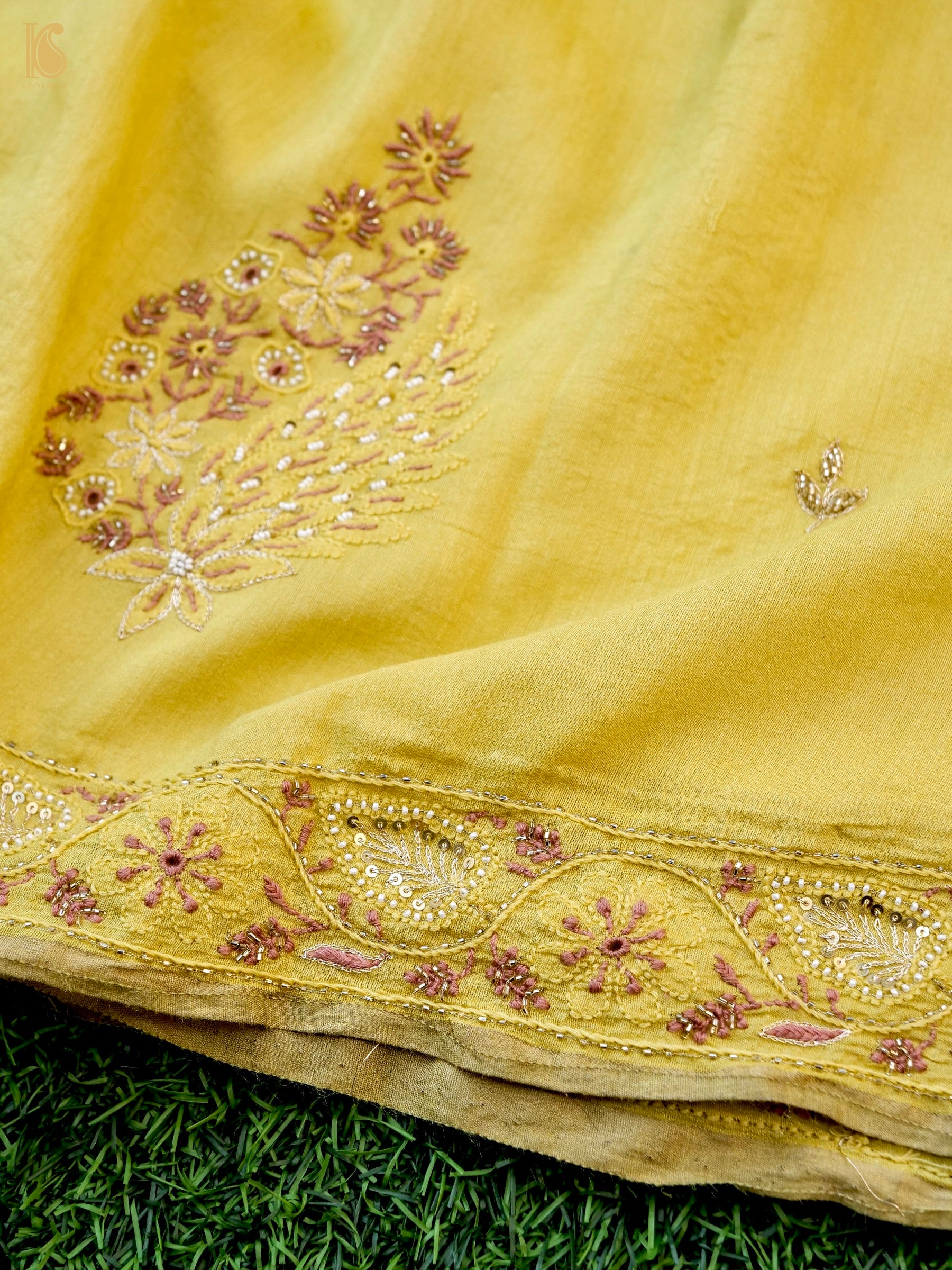 Chikankari Moonga Tussar Silk Saree