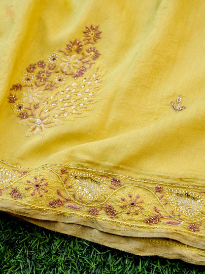 Chikankari Moonga Tussar Silk Saree