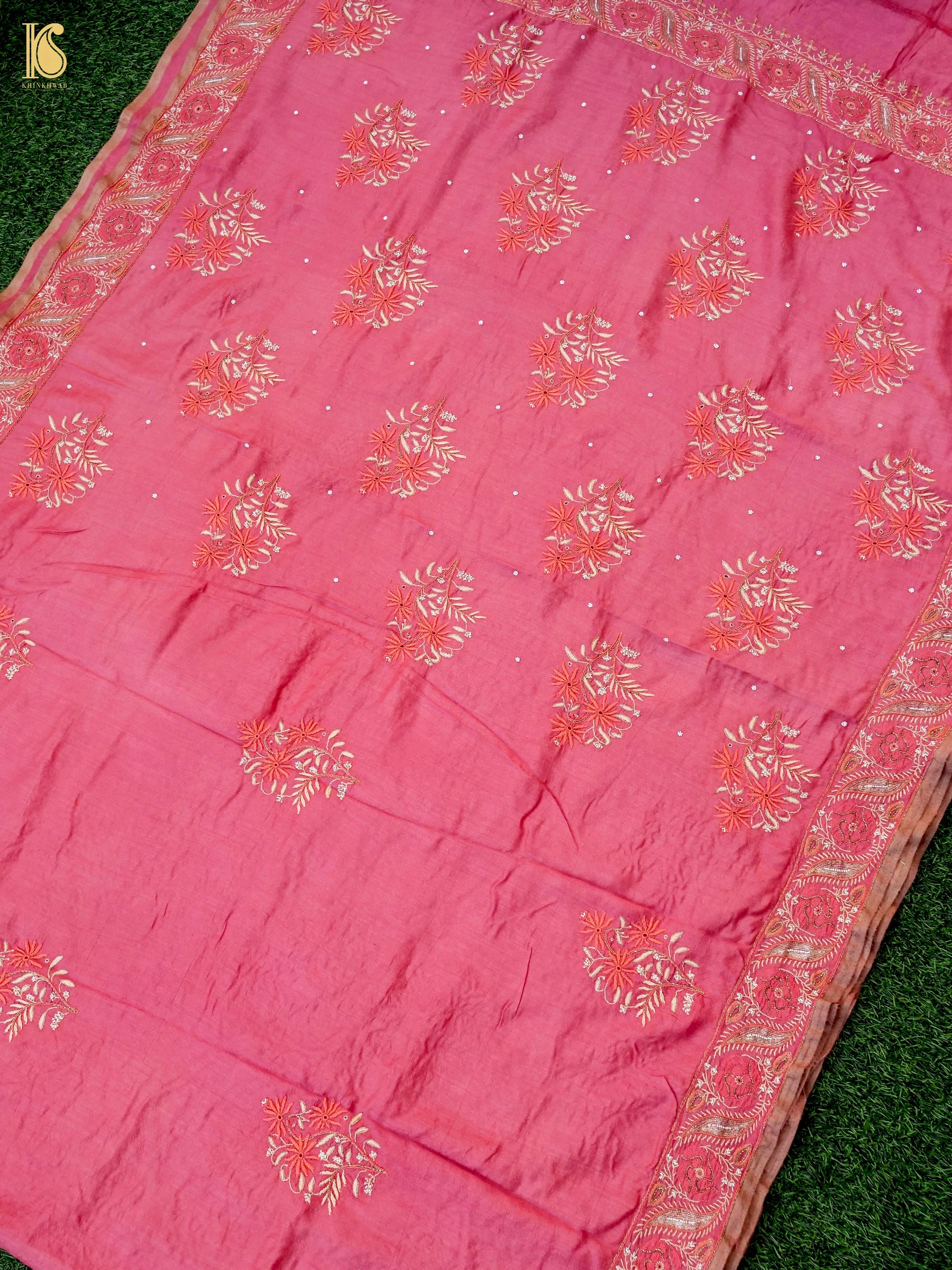 Chikankari Moonga Tussar Silk Saree