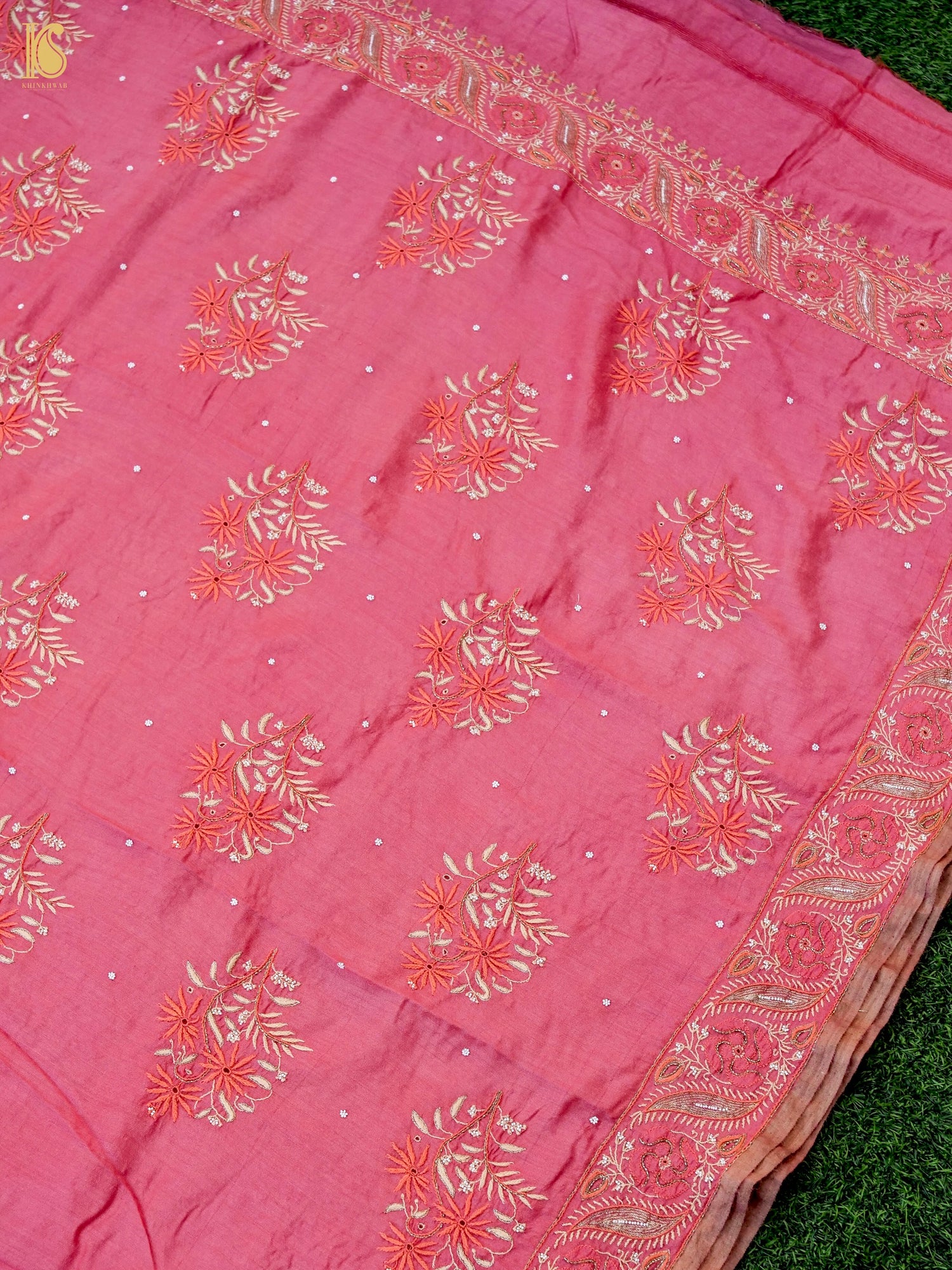 Chikankari Moonga Tussar Silk Saree