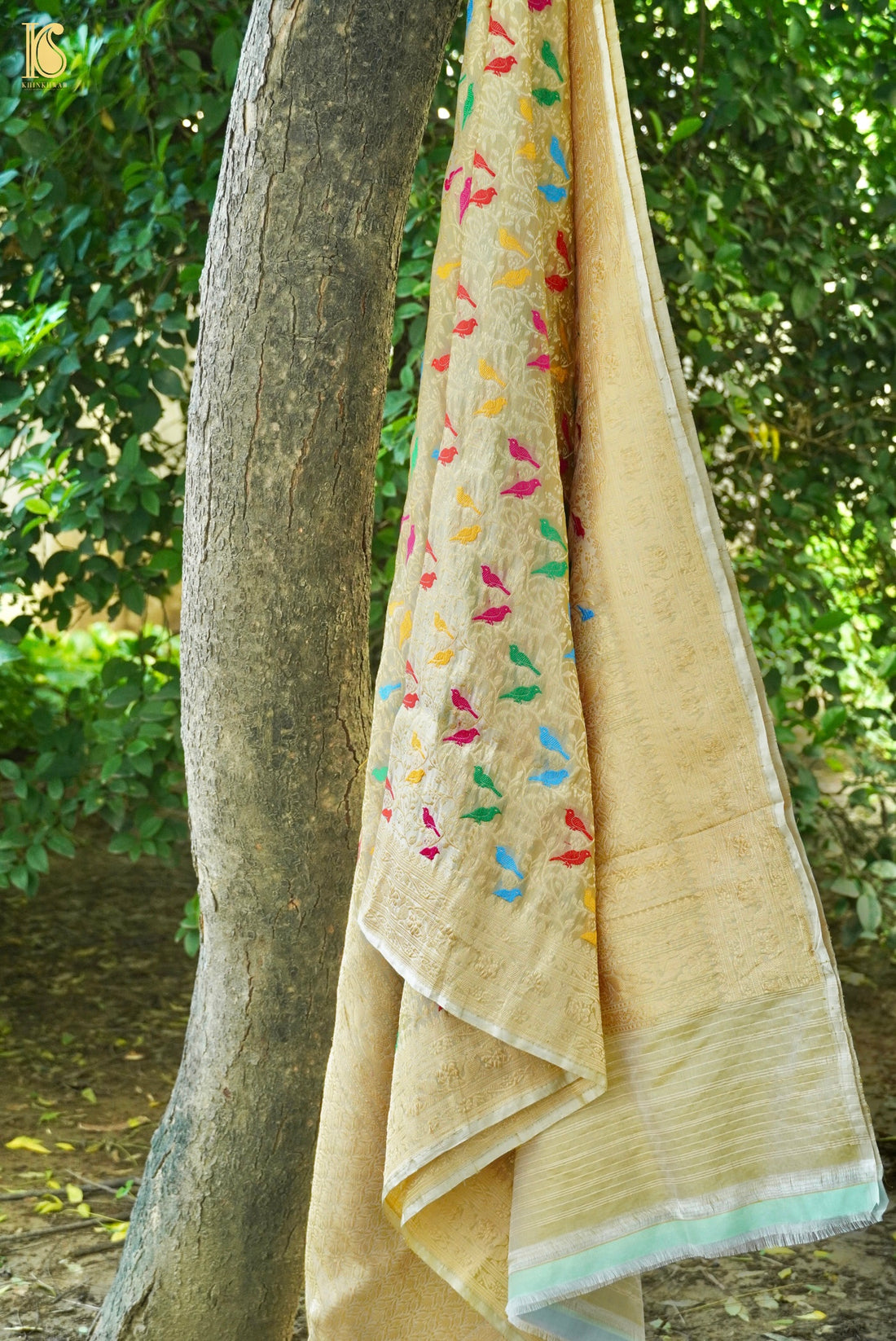 Handloom Banarasi Katan Silk Chidiya Dupatta