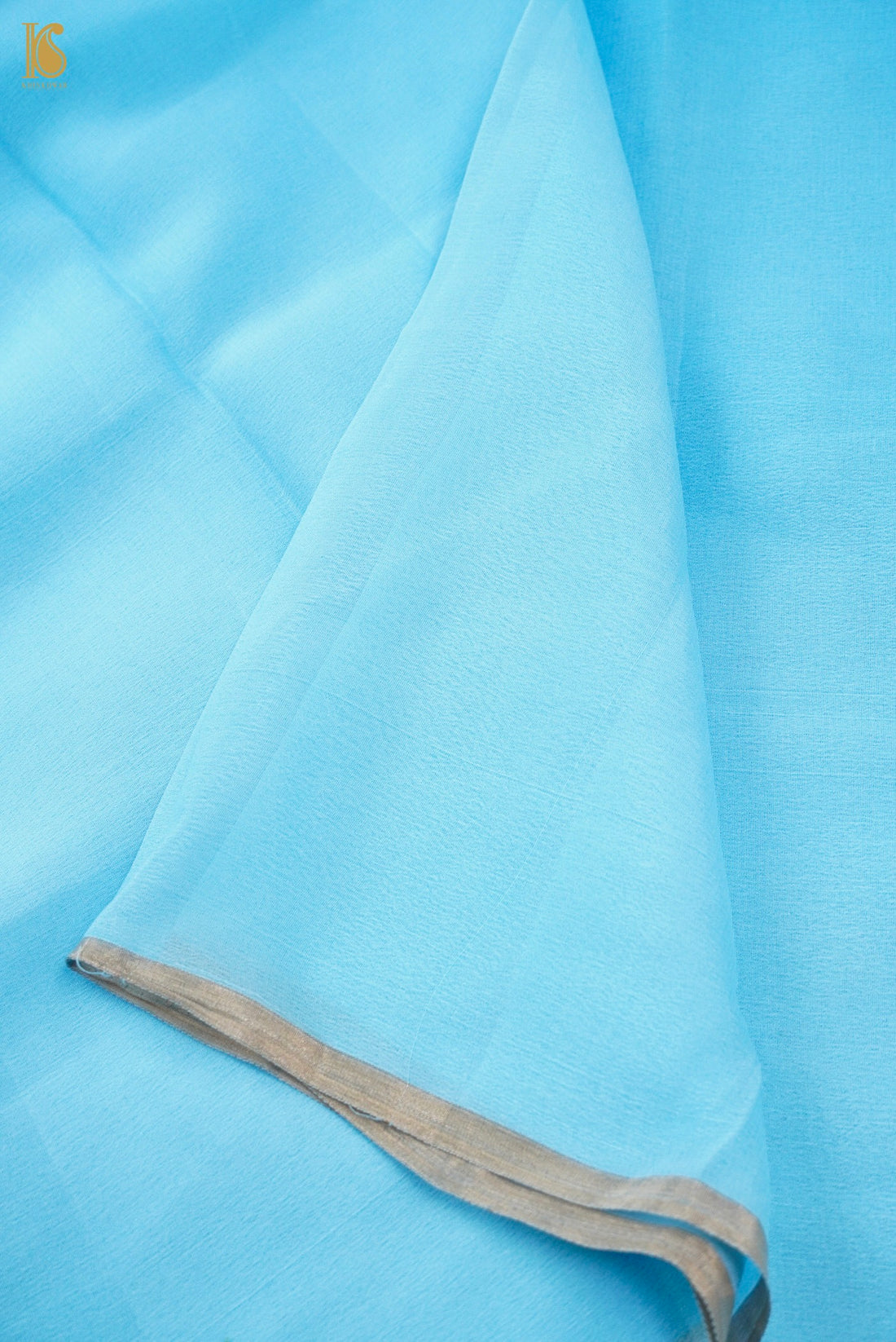 Blue Plain Georgette Handloom Banarasi Saree