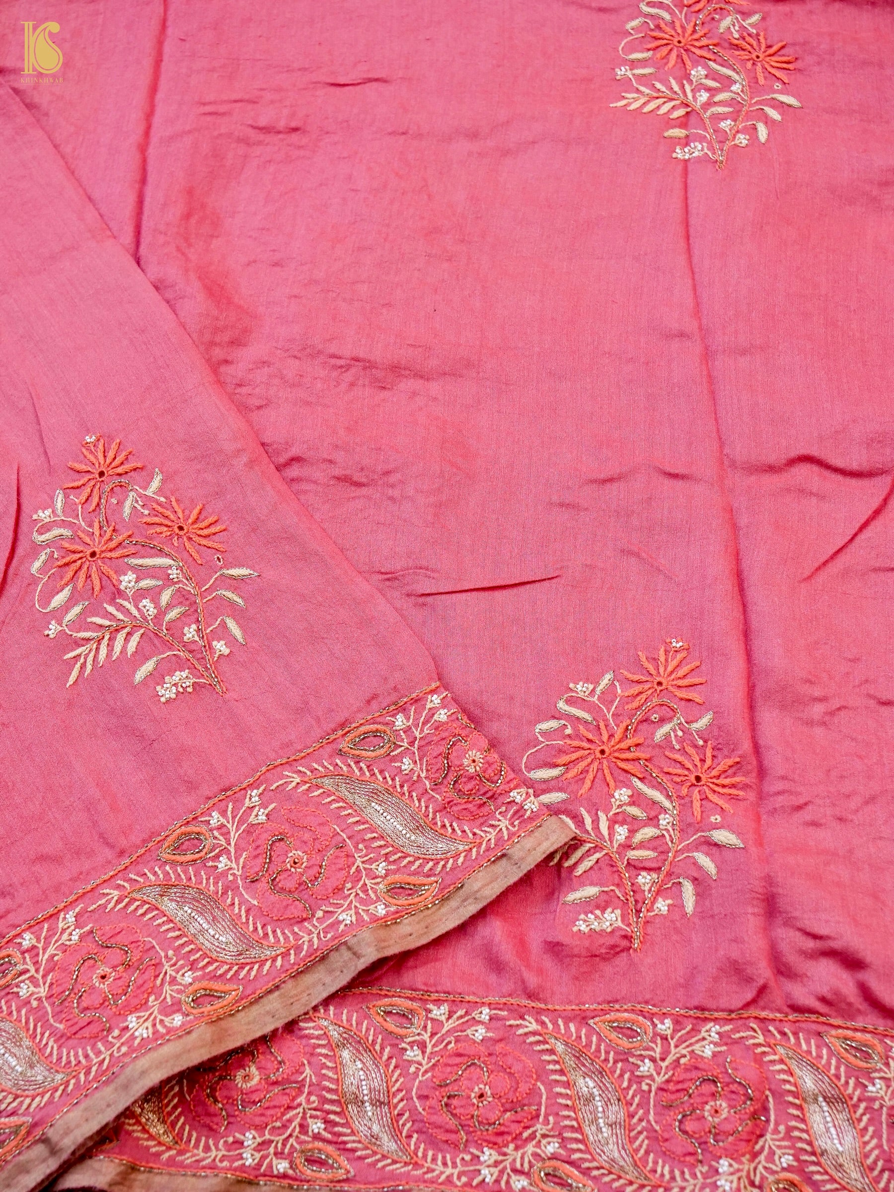 Chikankari Moonga Tussar Silk Saree