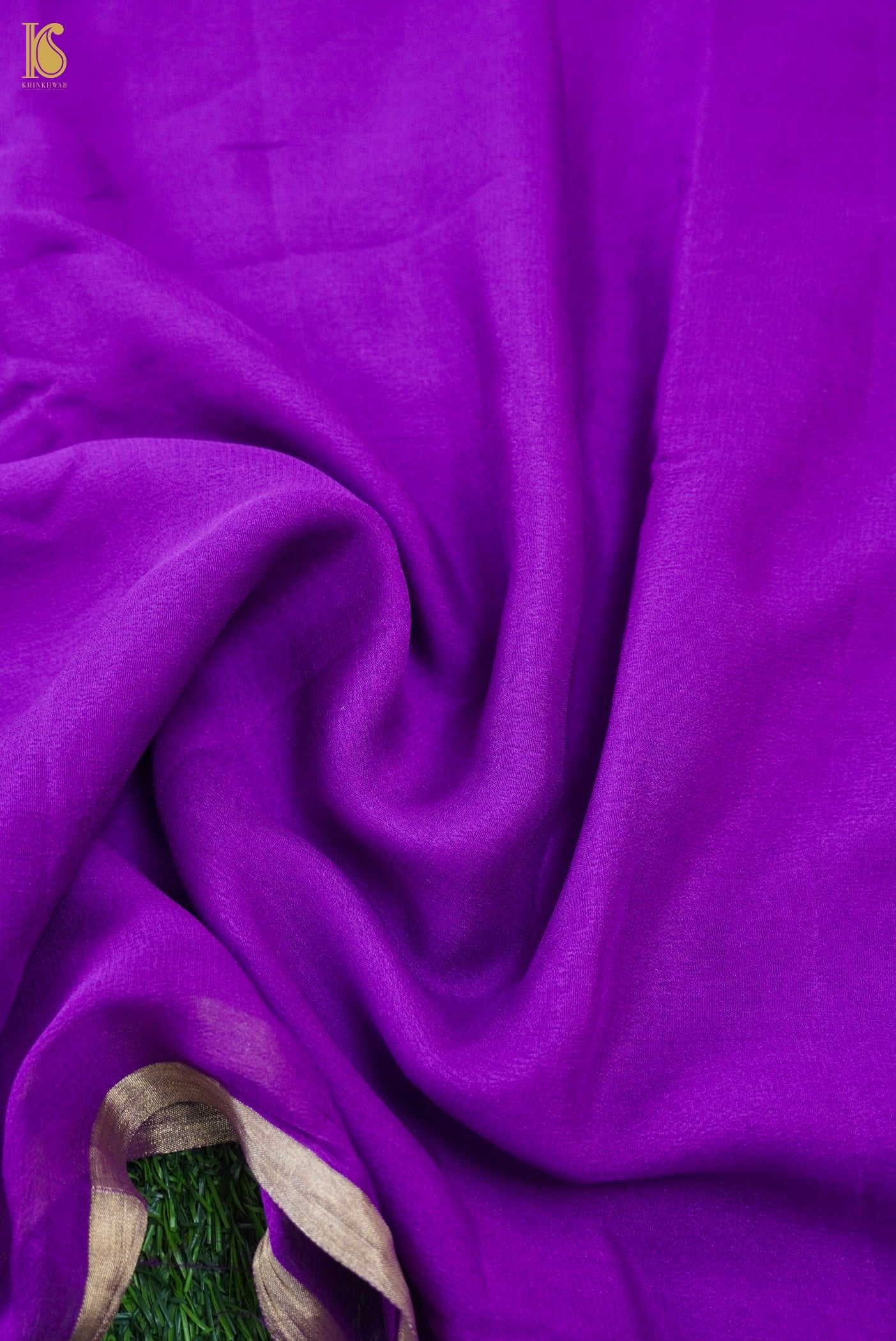 Purple Plain Georgette Handloom Banarasi Saree