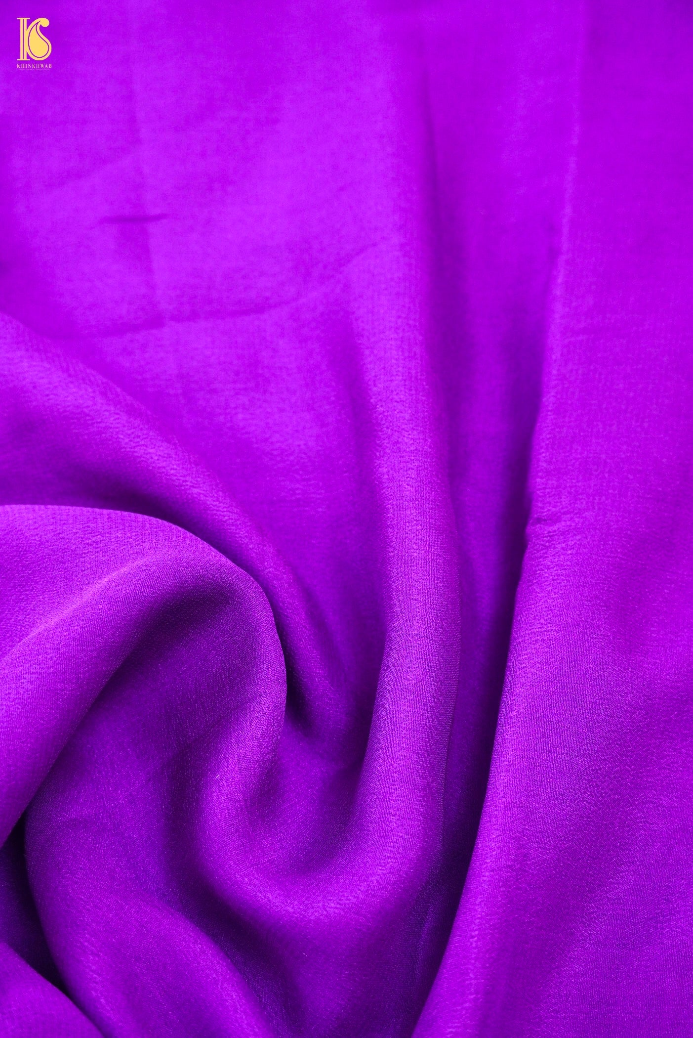 Purple Plain Georgette Handloom Banarasi Saree