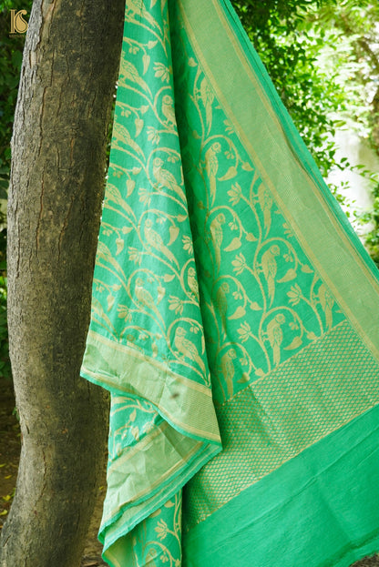 Moonga Silk Handloom Banarasi Parrot Dupatta