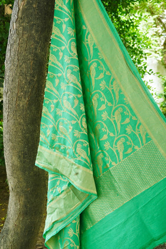 Moonga Silk Handloom Banarasi Parrot Dupatta