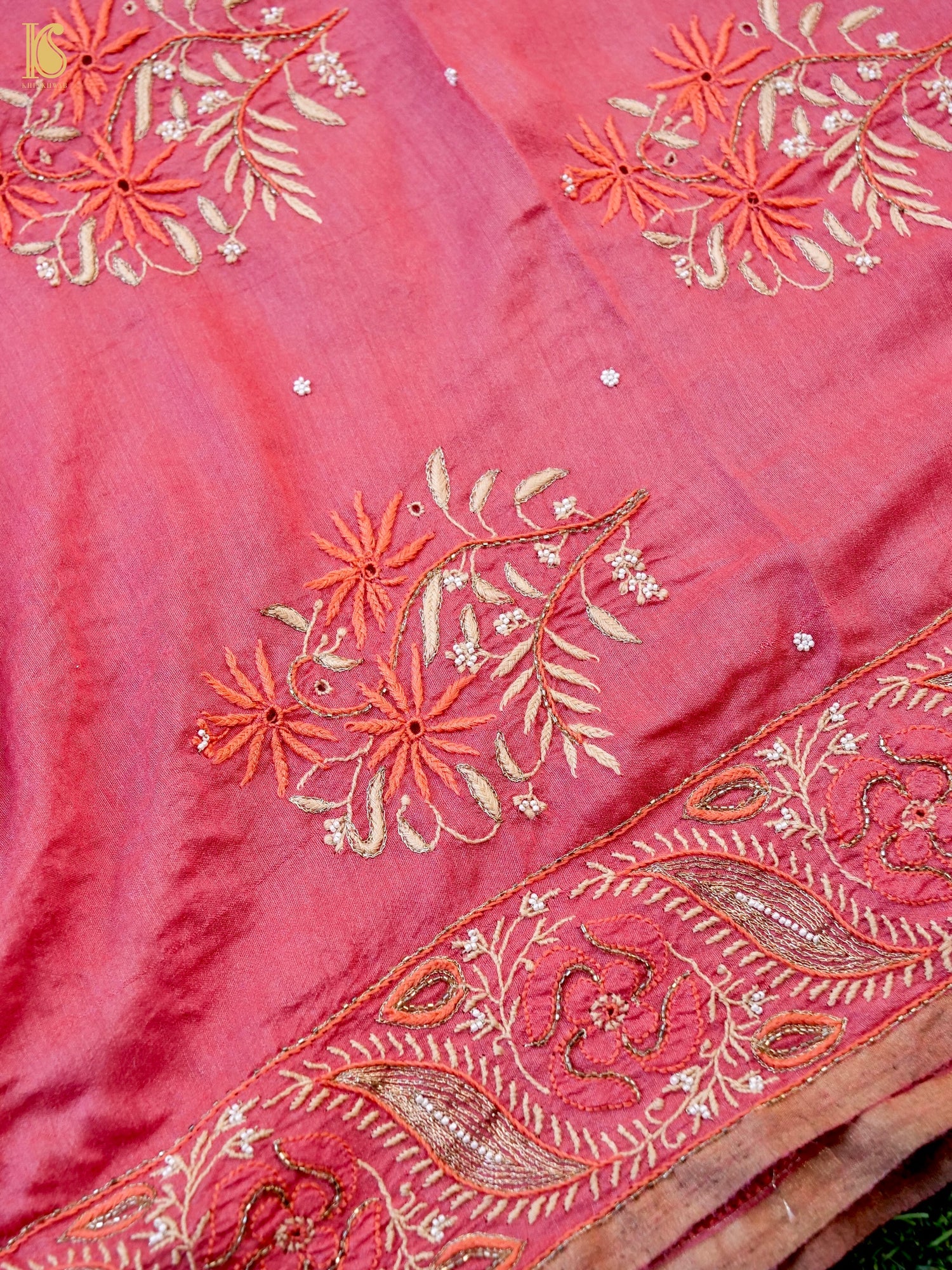 Chikankari Moonga Tussar Silk Saree