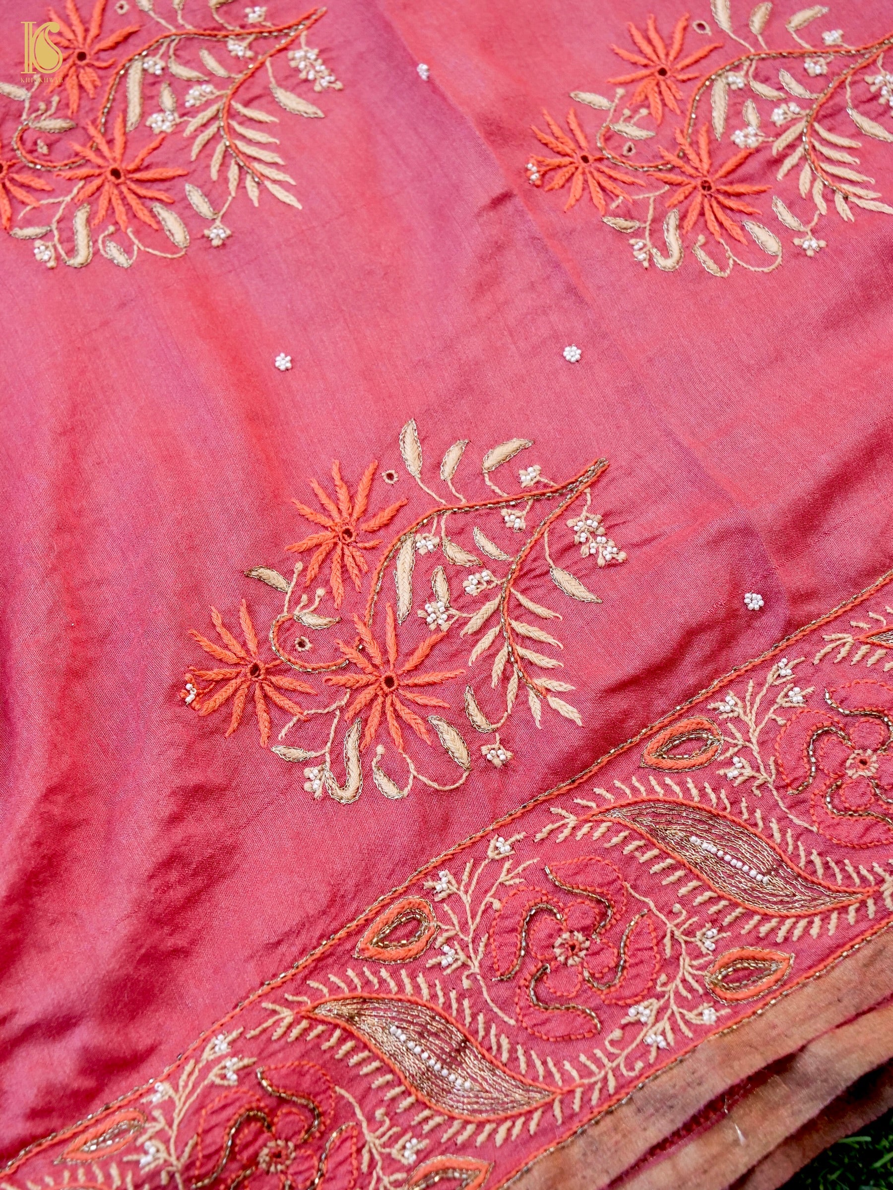 Chikankari Moonga Tussar Silk Saree