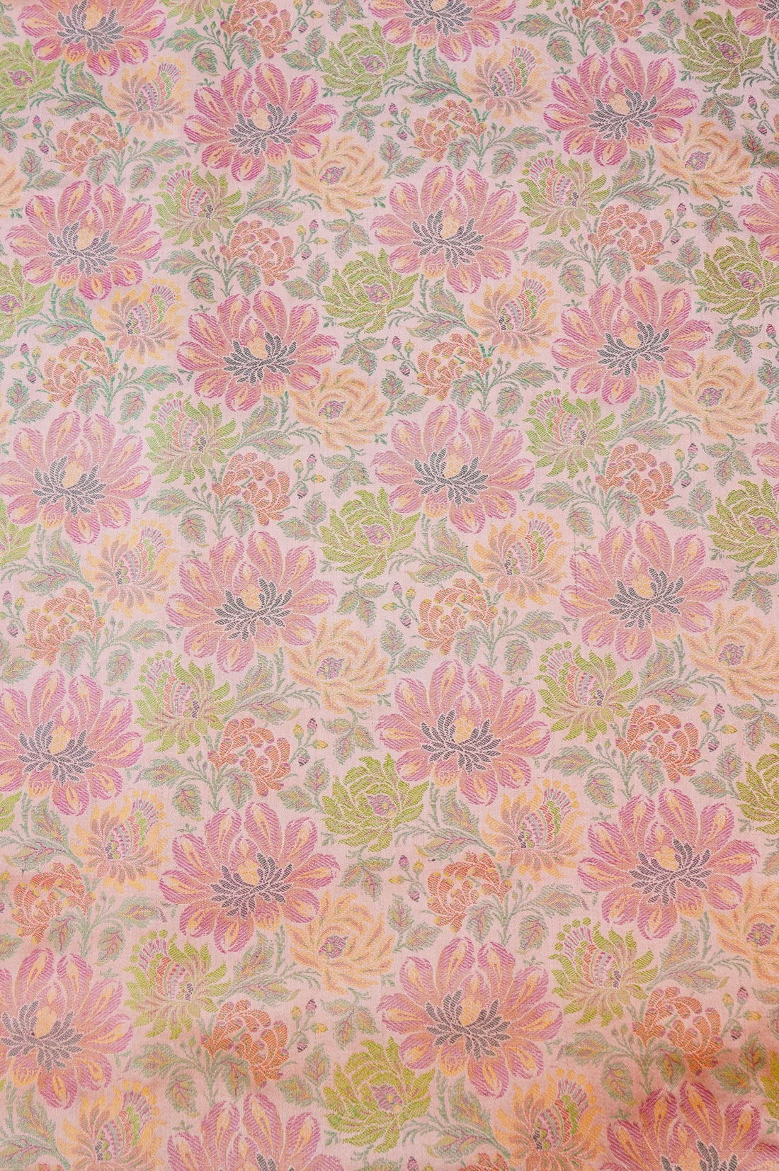 Handloom Banarasi Marigold Tanchoi Silk Fabric
