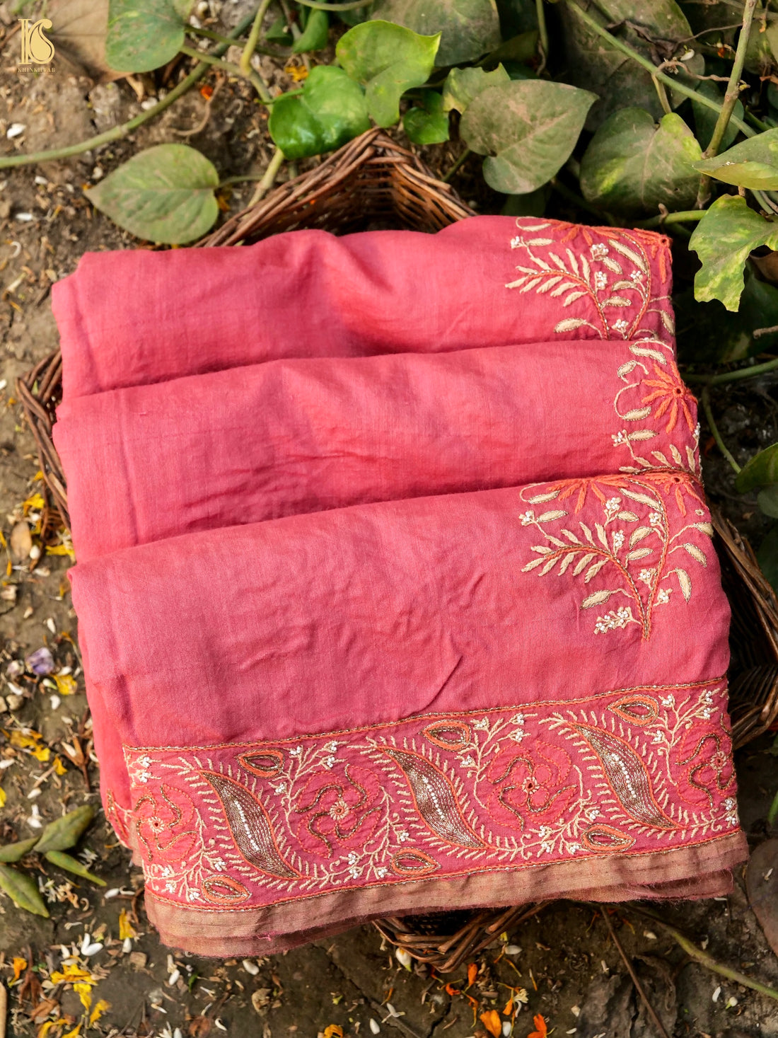 Chikankari Moonga Tussar Silk Saree