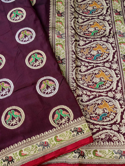 Handloom Banarasi Katan Silk Kadwa Saree