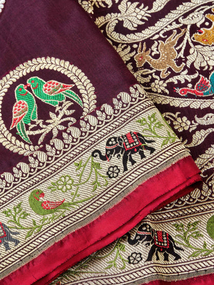 Handloom Banarasi Katan Silk Kadwa Saree