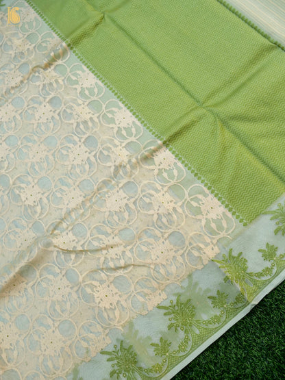 Handloom Kora Banarasi Ektara Meena Saree