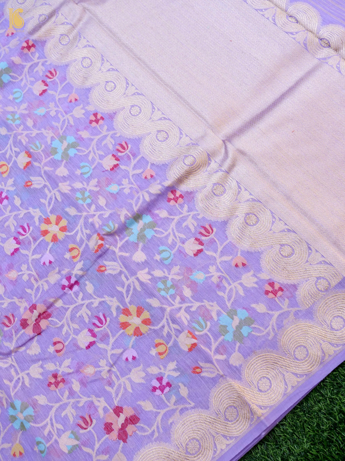 Handloom Kora Banarasi Ektara Meena Saree