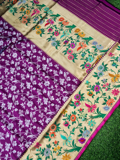 Handloom Banarasi Katan Shikargah Saree