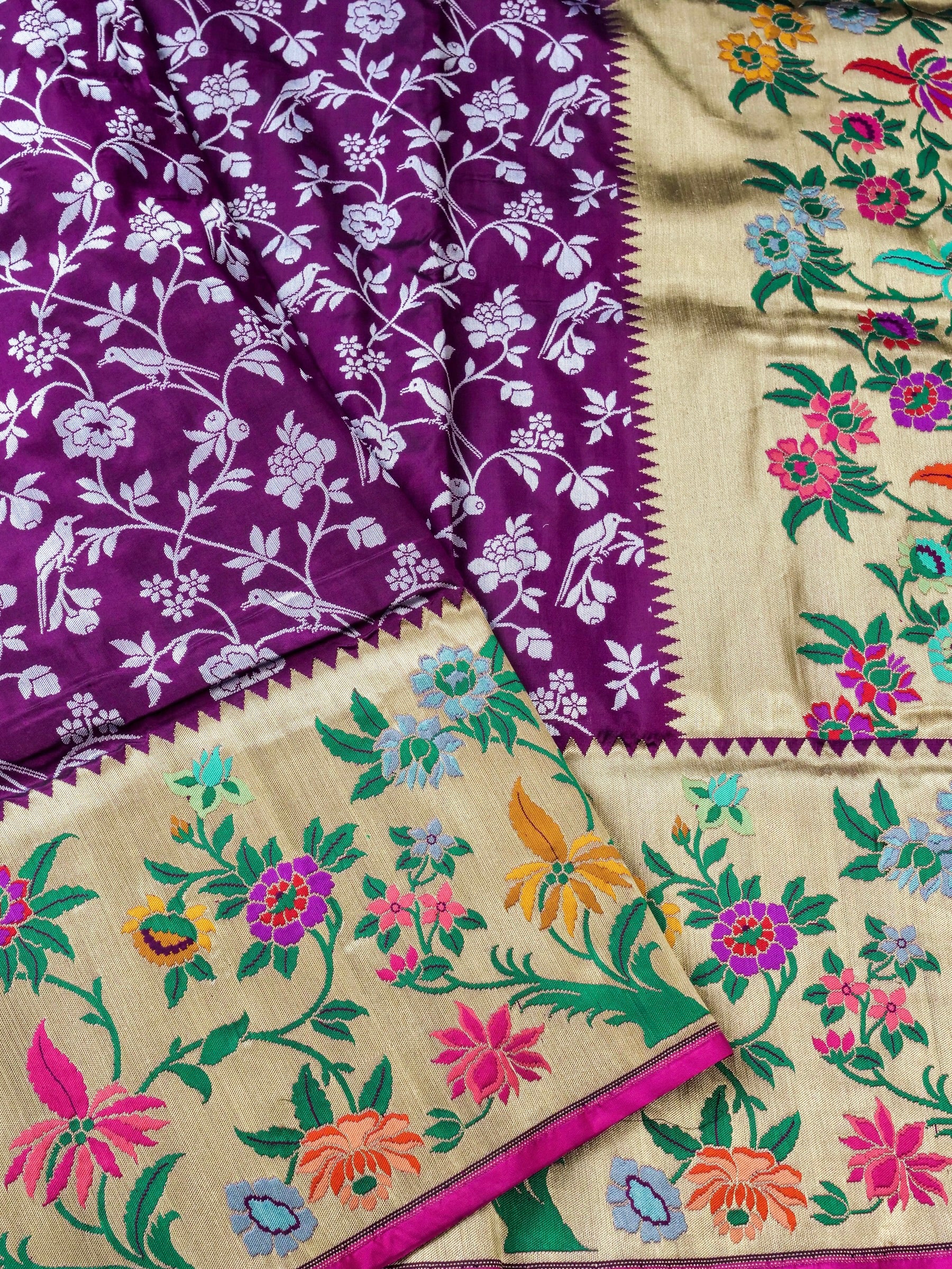 Handloom Banarasi Katan Shikargah Saree