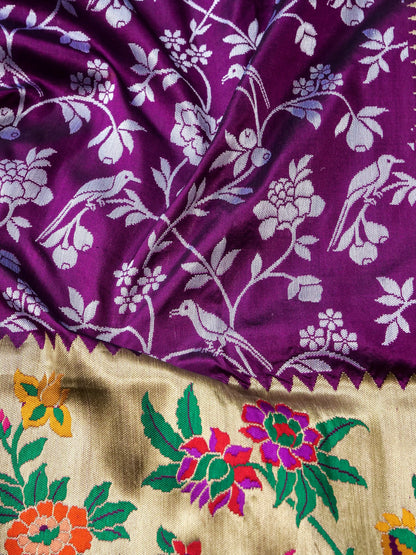 Handloom Banarasi Katan Shikargah Saree