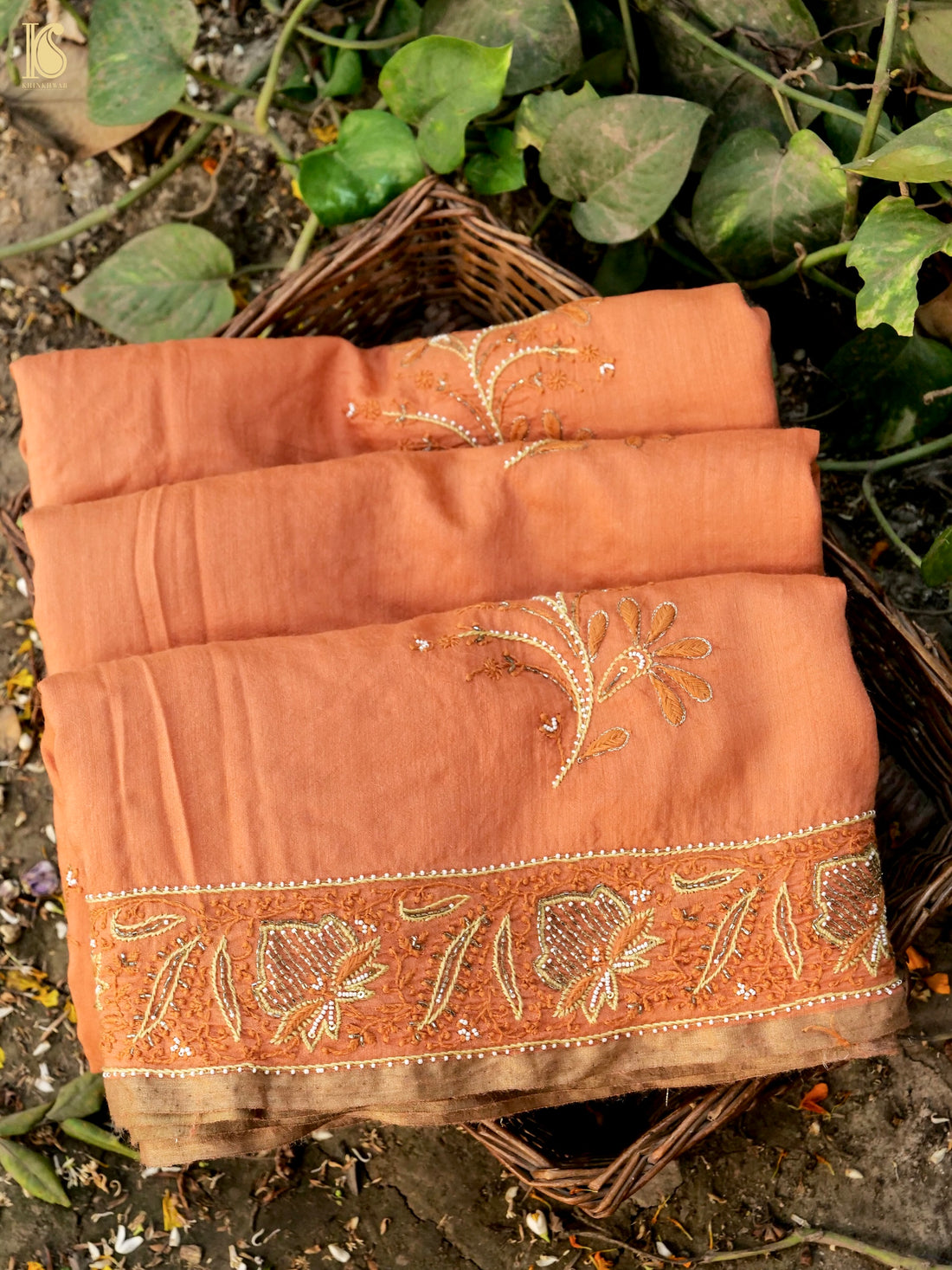 Chikankari Moonga Tussar Silk Saree