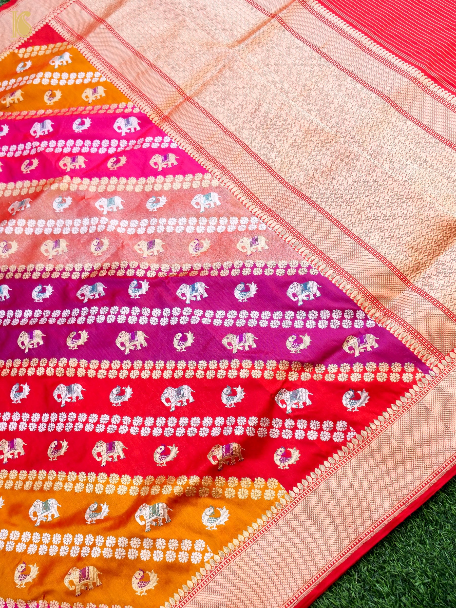 Handloom Banarasi Katan and Tissue Silk Rangkat Elephant Saree