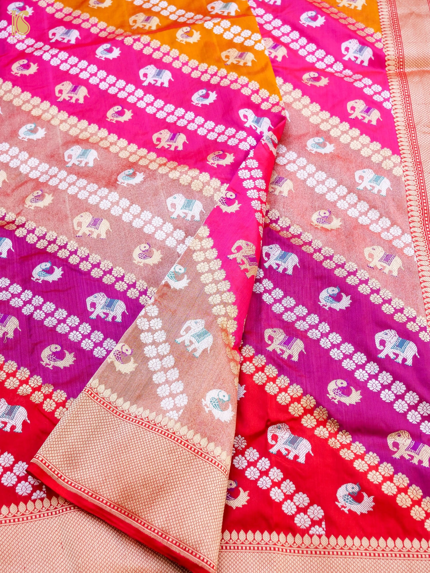 Handloom Banarasi Katan and Tissue Silk Rangkat Elephant Saree