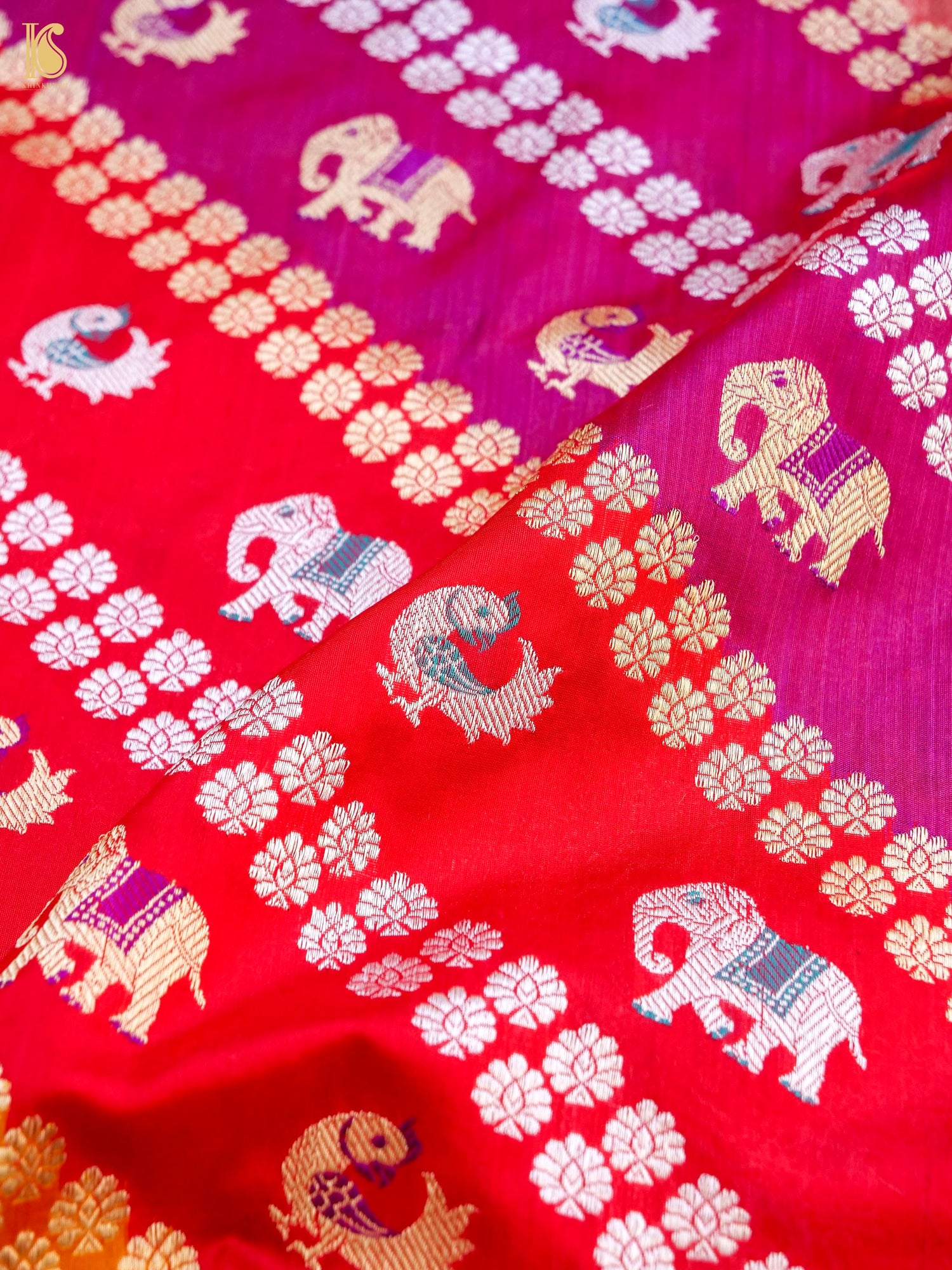 Handloom Banarasi Katan and Tissue Silk Rangkat Elephant Saree