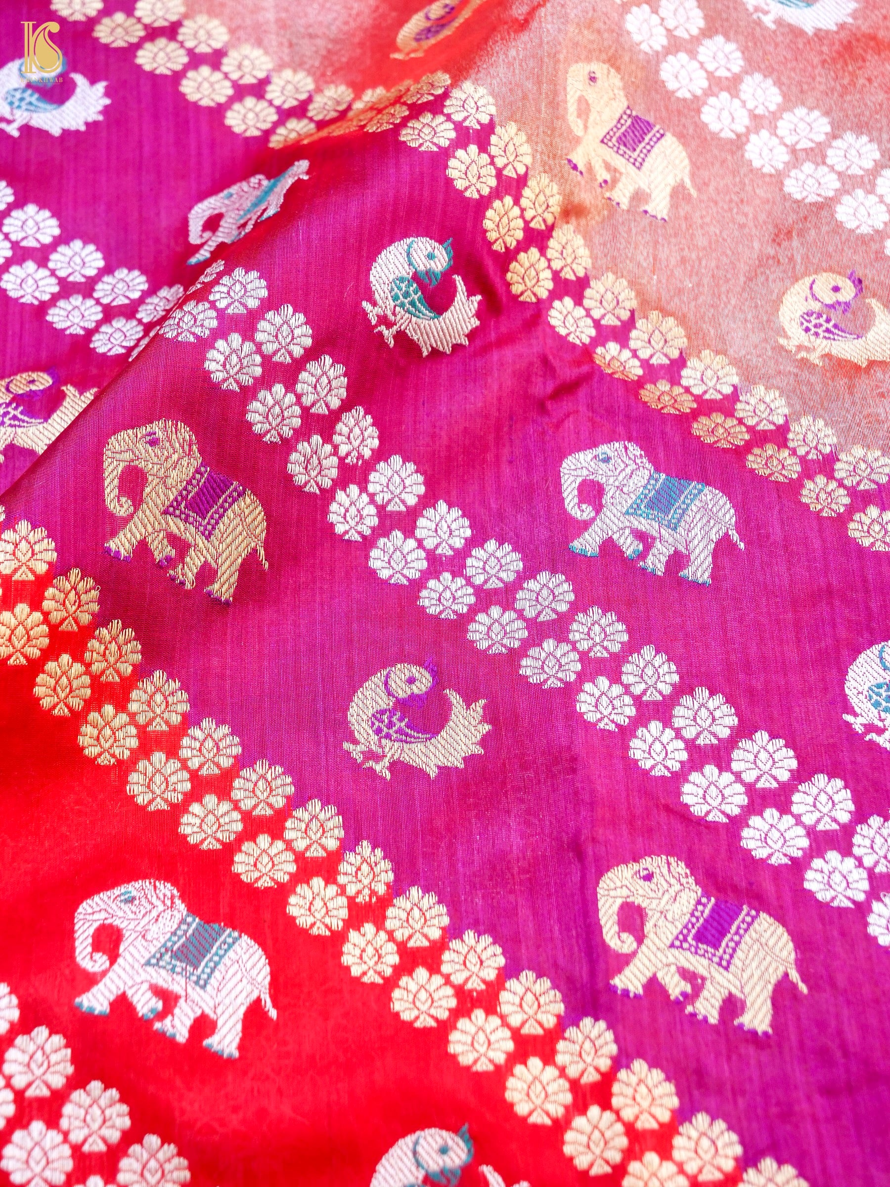 Handloom Banarasi Katan and Tissue Silk Rangkat Elephant Saree