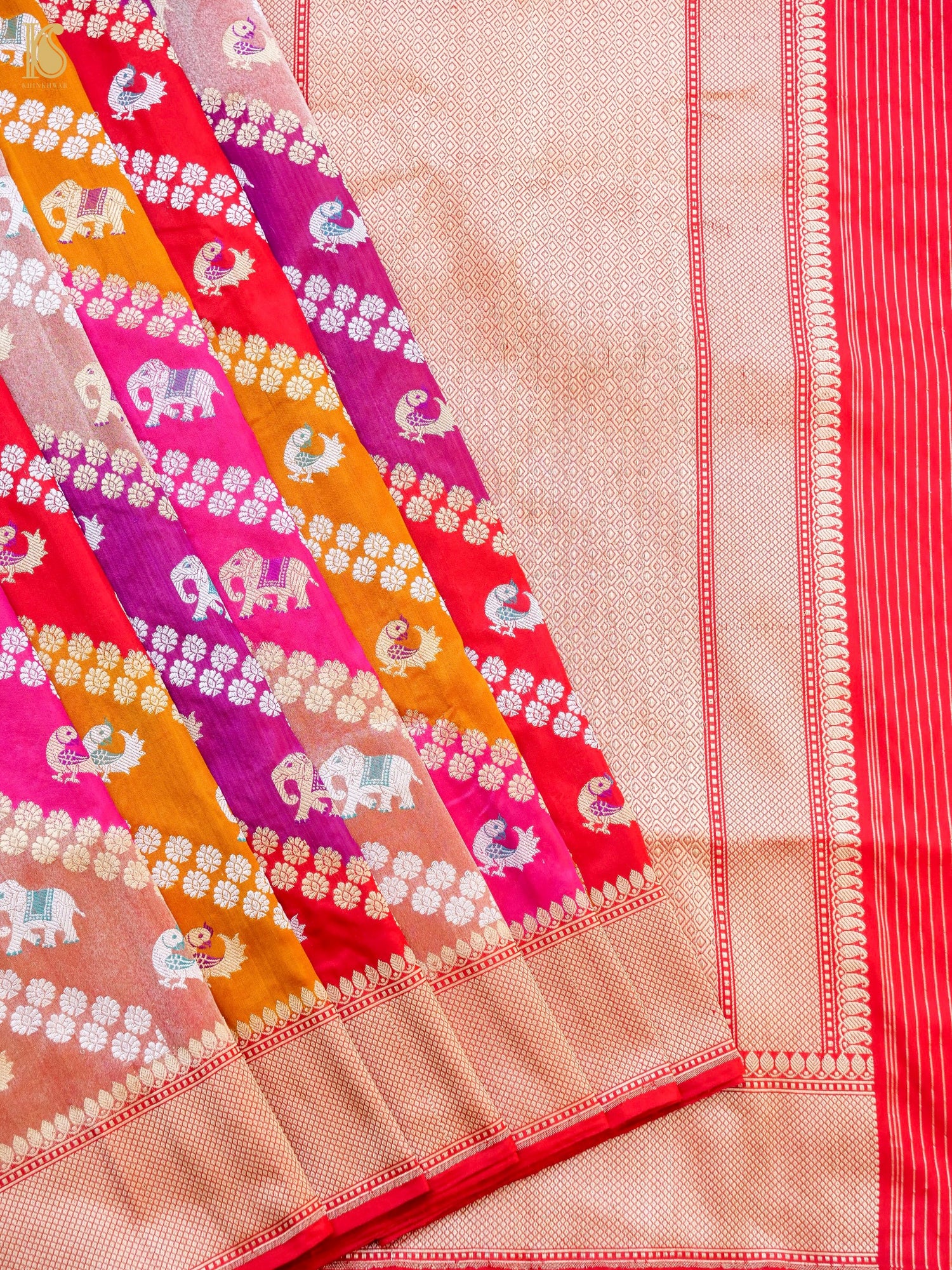 Handloom Banarasi Katan and Tissue Silk Rangkat Elephant Saree