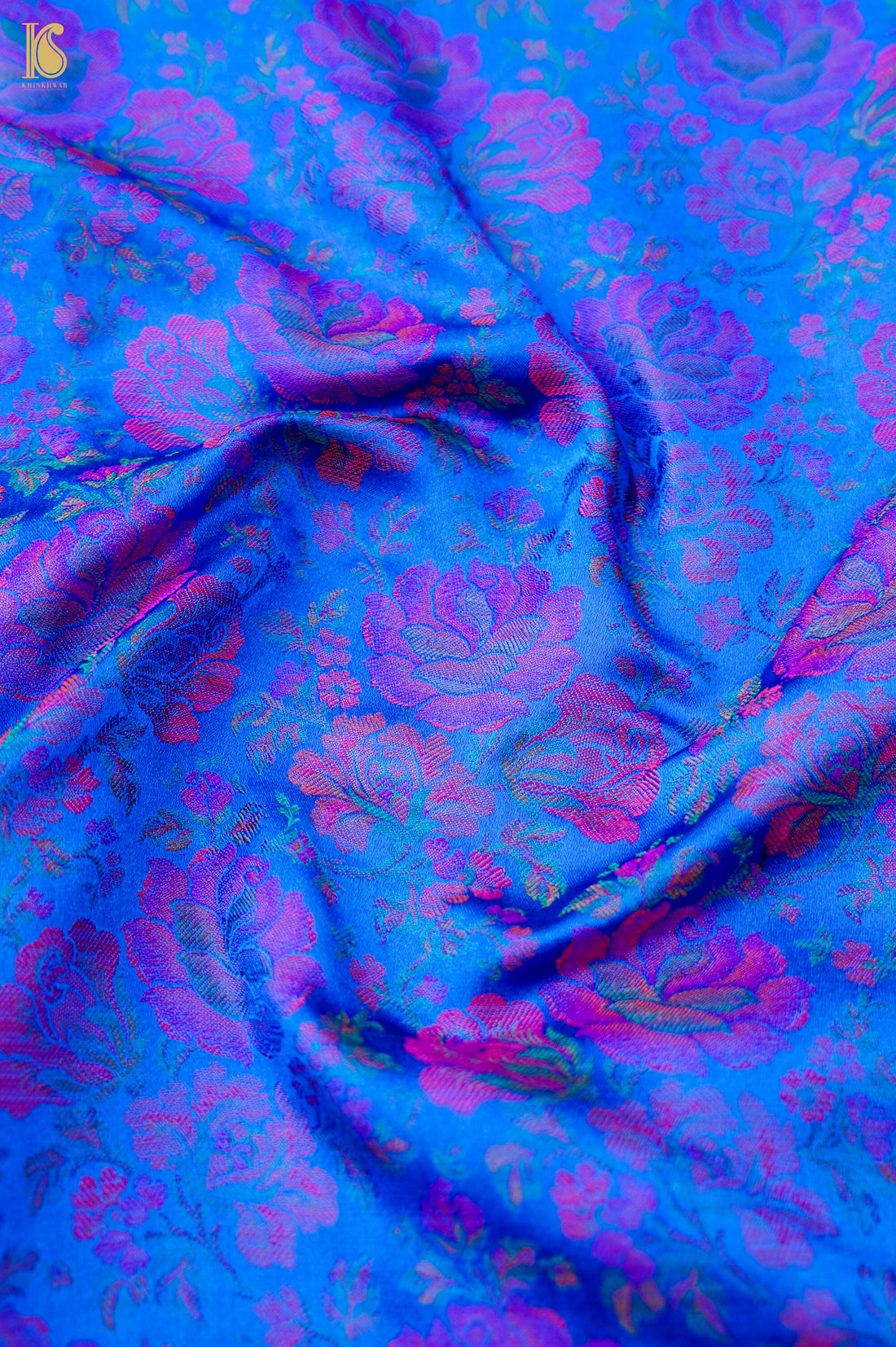 Handloom Banarasi Tanchoi Silk Rose Fabric