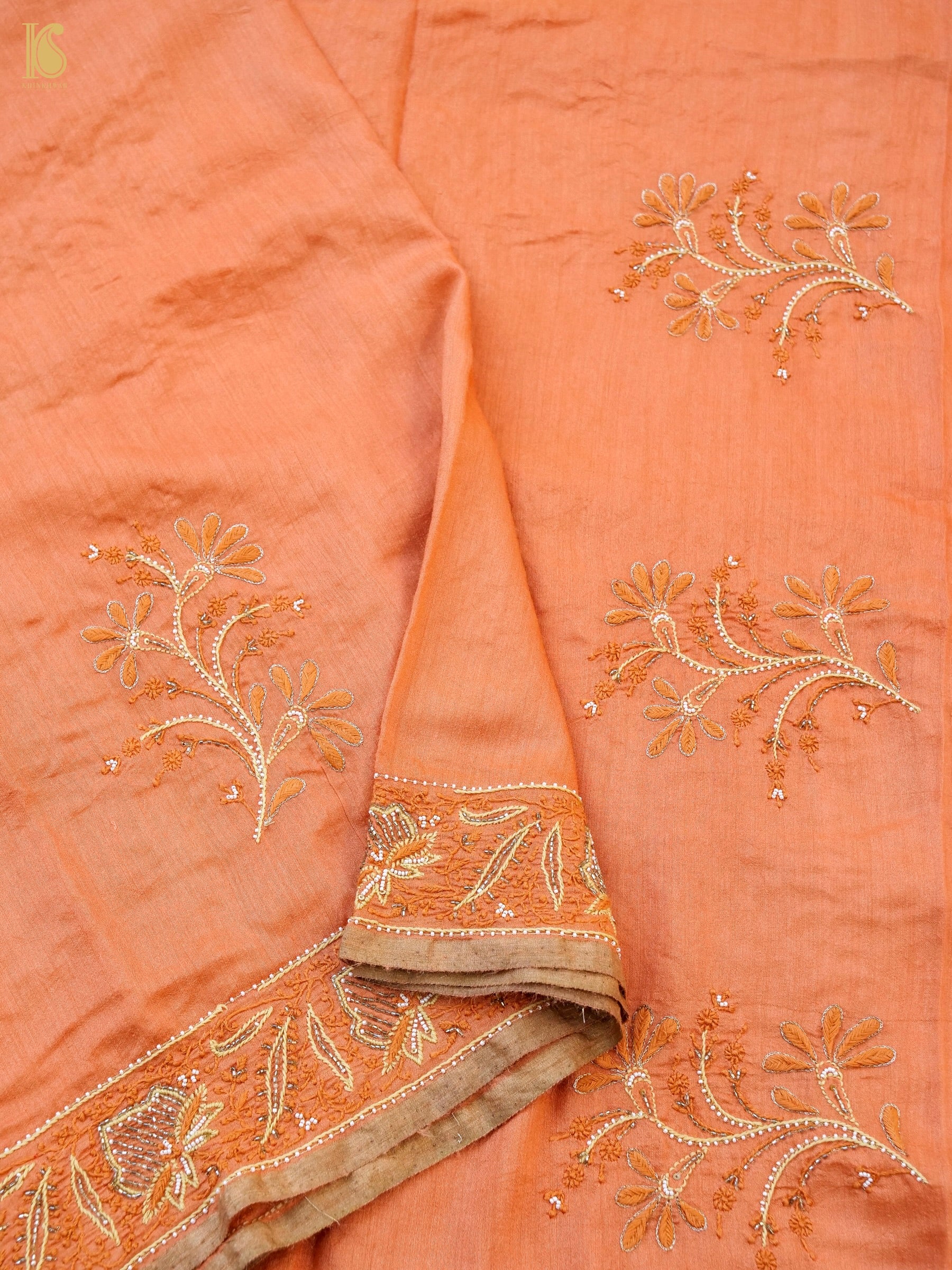 Chikankari Moonga Tussar Silk Saree