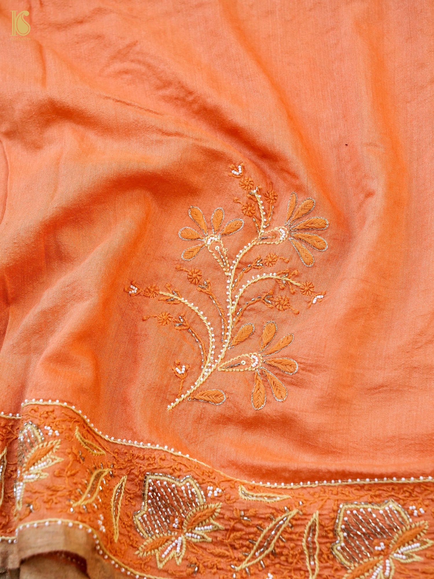 Chikankari Moonga Tussar Silk Saree