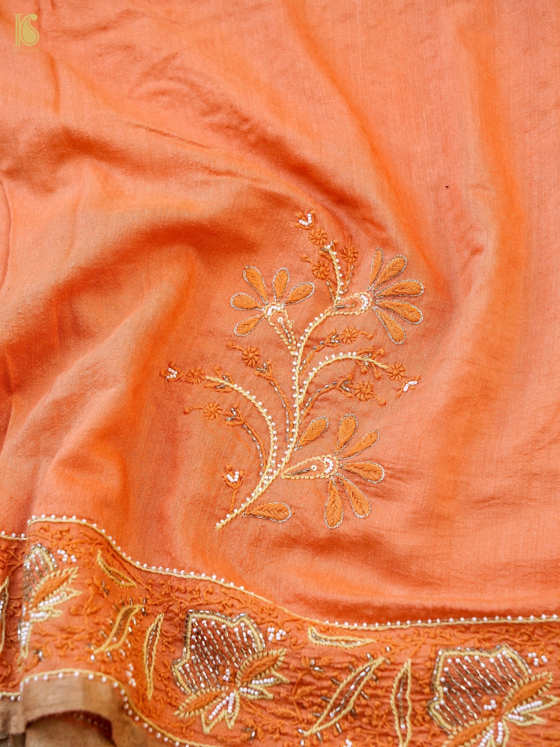 Chikankari Moonga Tussar Silk Saree