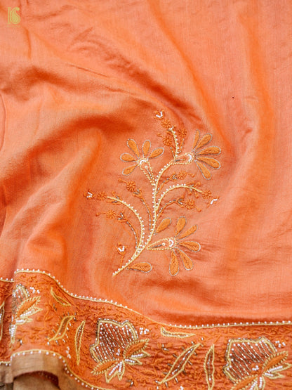 Chikankari Moonga Tussar Silk Saree