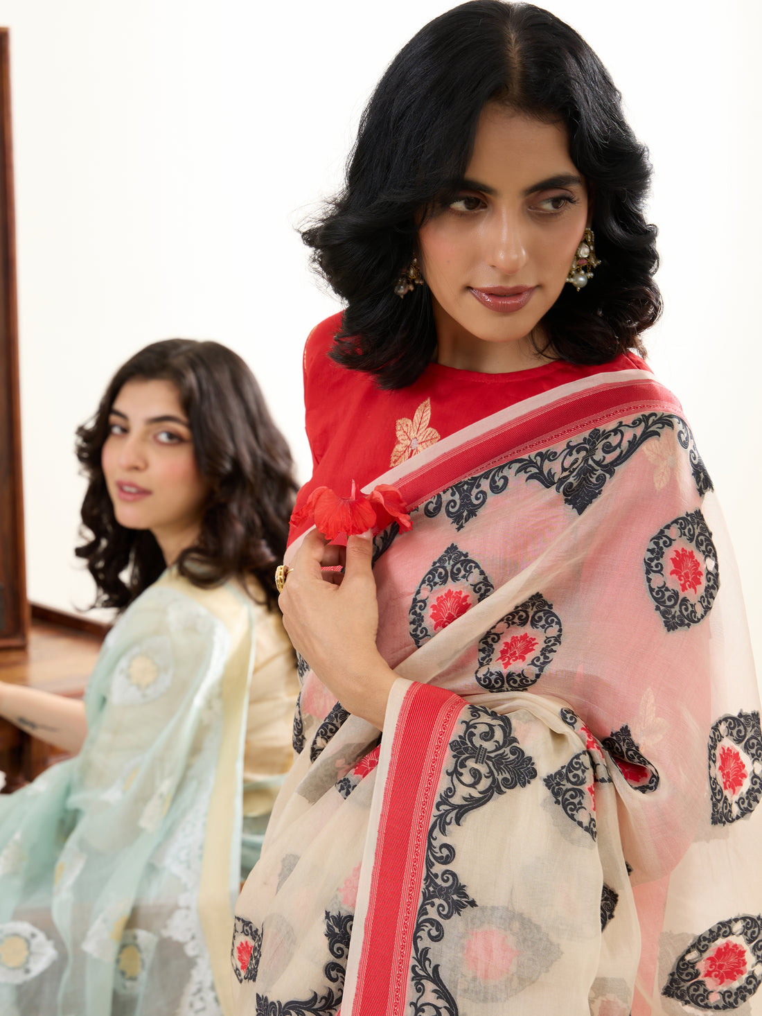Banarasi Organza Silk Saree in Ivory - Soglia