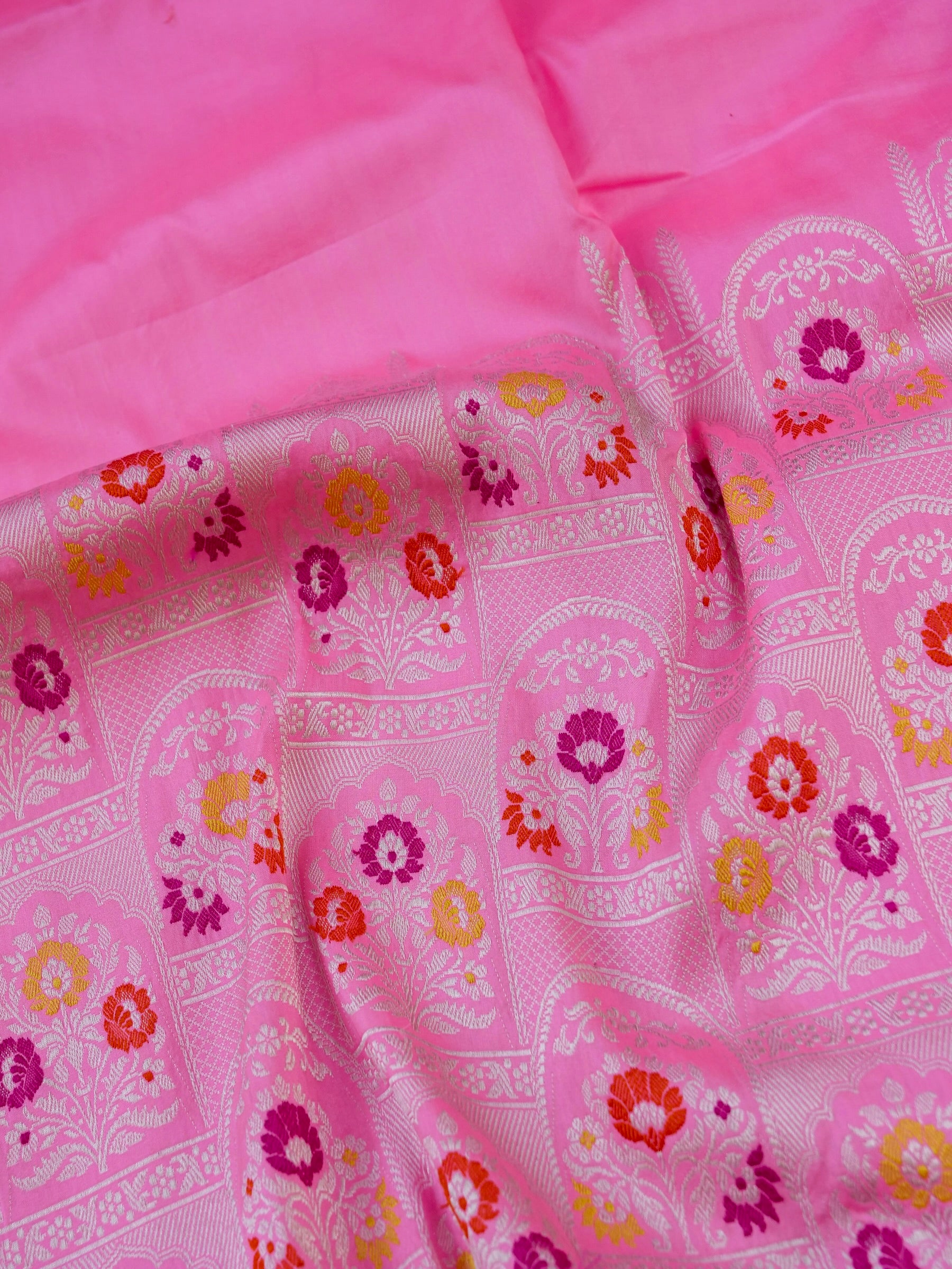 Banarasi Katan Silk Kadwa Handloom Saree | Baby Pink - Khinkhwab