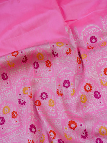 Banarasi Katan Silk Kadwa Handloom Saree | Baby Pink - Khinkhwab