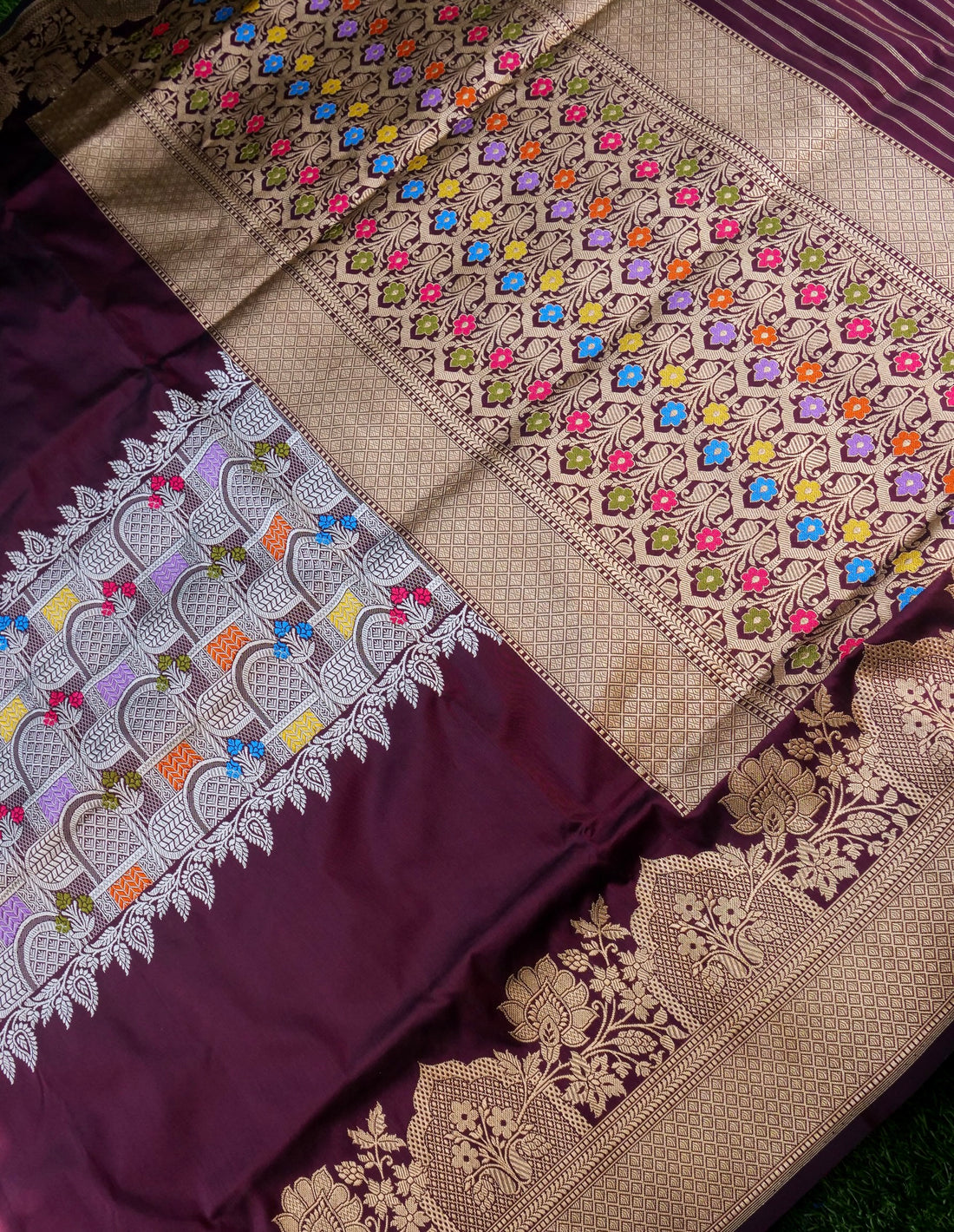Banarasi Katan Silk Kadwa Handloom Saree | Wine - Khinkhwab
