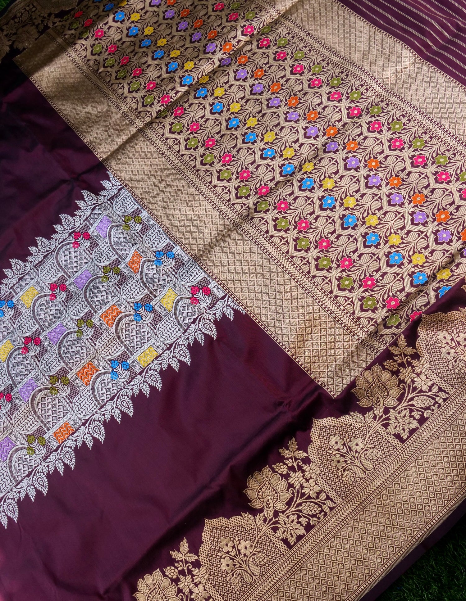 Banarasi Katan Silk Kadwa Handloom Saree | Wine - Khinkhwab