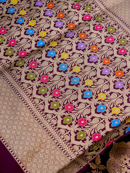 Banarasi Katan Silk Kadwa Handloom Saree | Wine - Khinkhwab