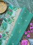 Banarasi Kora Silk Kadwa Handloom Saree with Cow Border| Mint - Khinkhwab