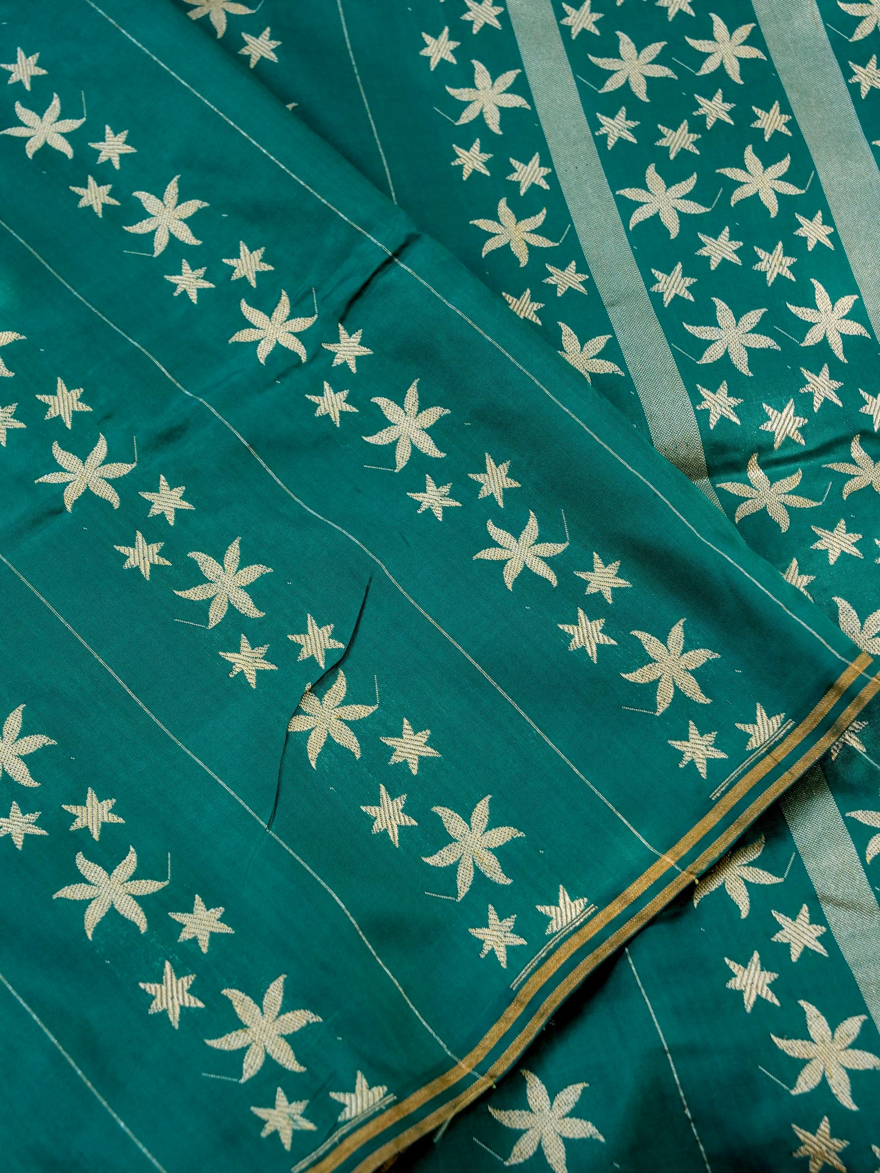 Banarasi Katan Silk Kadwa Star Booti Handloom Saree | Teal - Khinkhwab