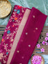 Banarasi Kora Silk Kadwa Handloom Saree with Floral Border | Magenta - Khinkhwab