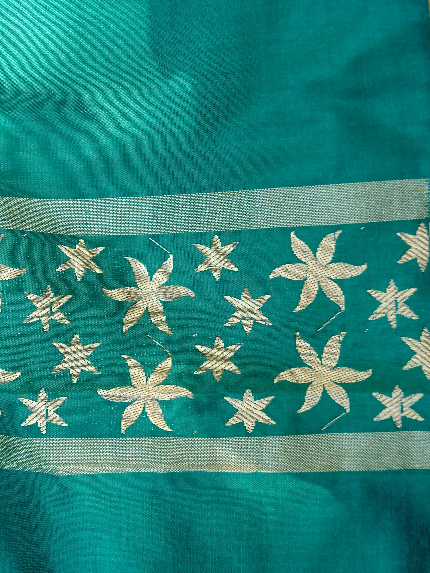 Banarasi Katan Silk Kadwa Star Booti Handloom Saree | Teal - Khinkhwab