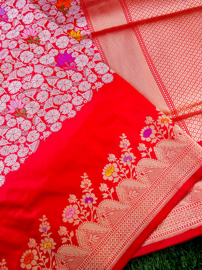 Banarasi Katan Silk Kadwa Meenakari Handloom Saree | Red - Khinkhwab