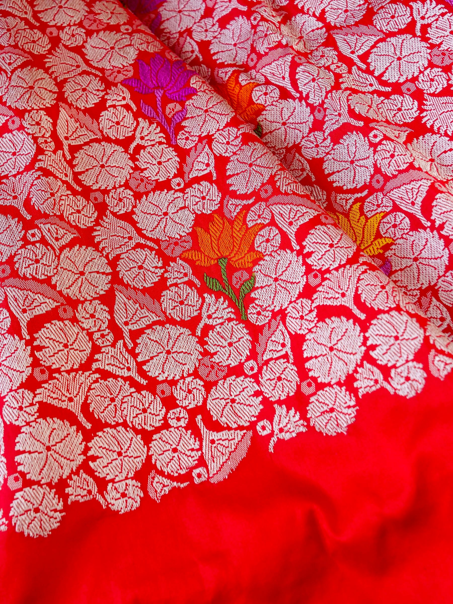 Banarasi Katan Silk Kadwa Meenakari Handloom Saree | Red - Khinkhwab