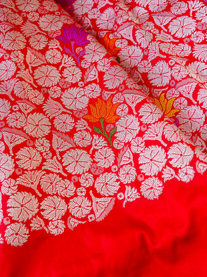 Banarasi Katan Silk Kadwa Meenakari Handloom Saree | Red - Khinkhwab