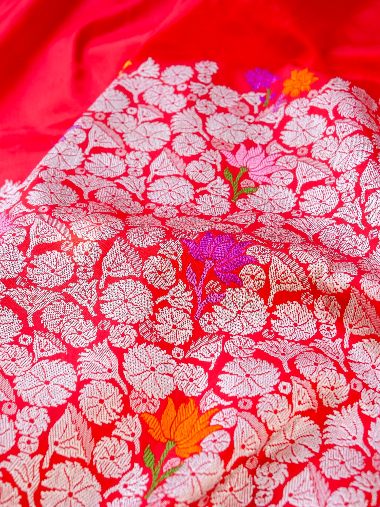 Banarasi Katan Silk Kadwa Meenakari Handloom Saree | Red - Khinkhwab