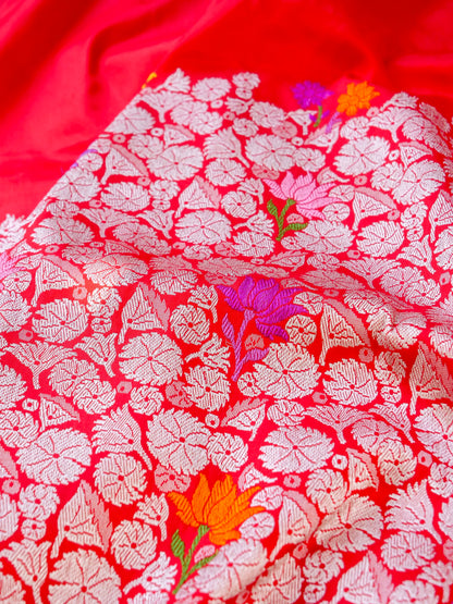 Banarasi Katan Silk Kadwa Meenakari Handloom Saree | Red - Khinkhwab