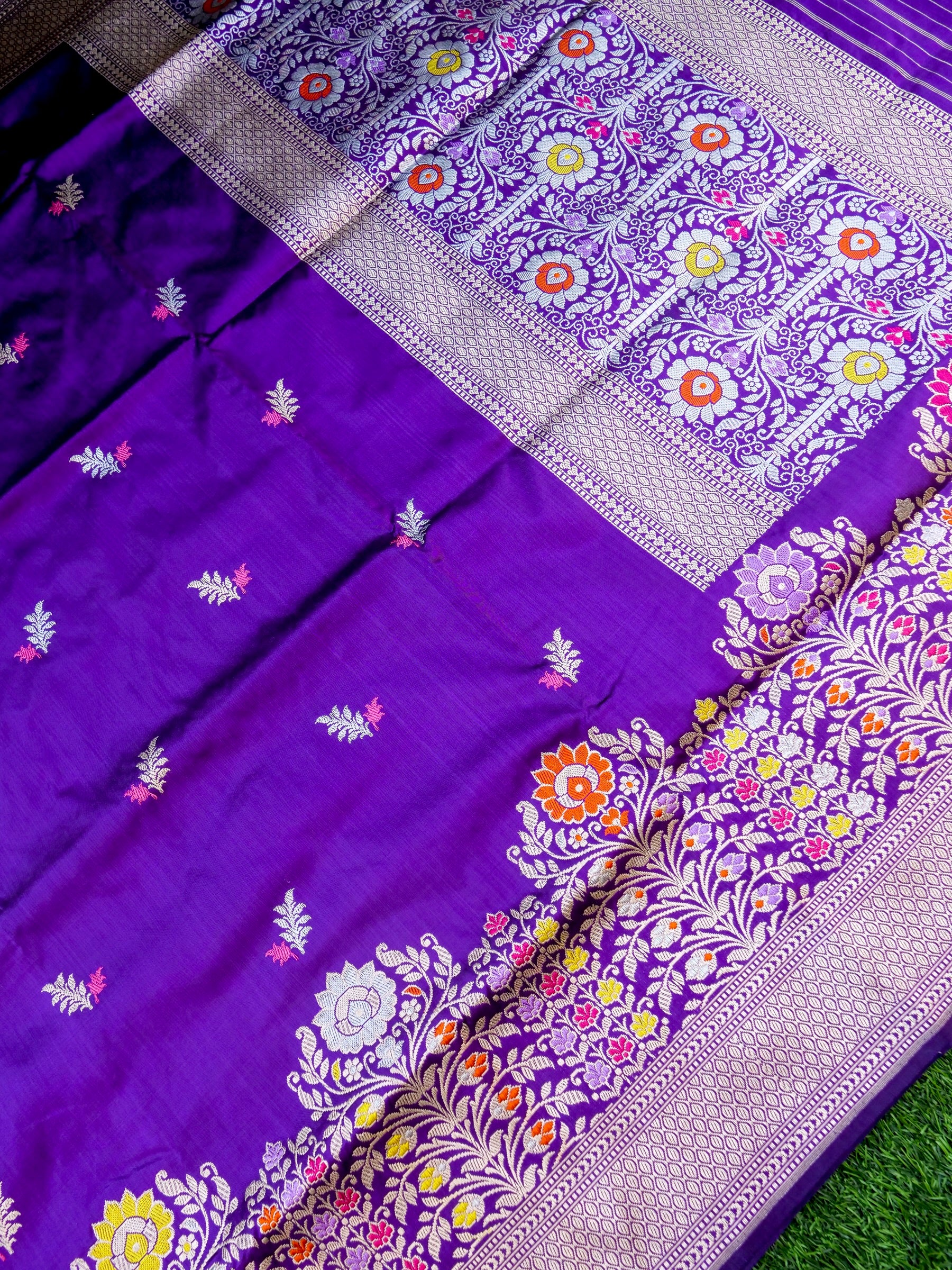 Banarasi Katan Silk Kadwa Meenakari Handloom Saree | Purple - Khinkhwab