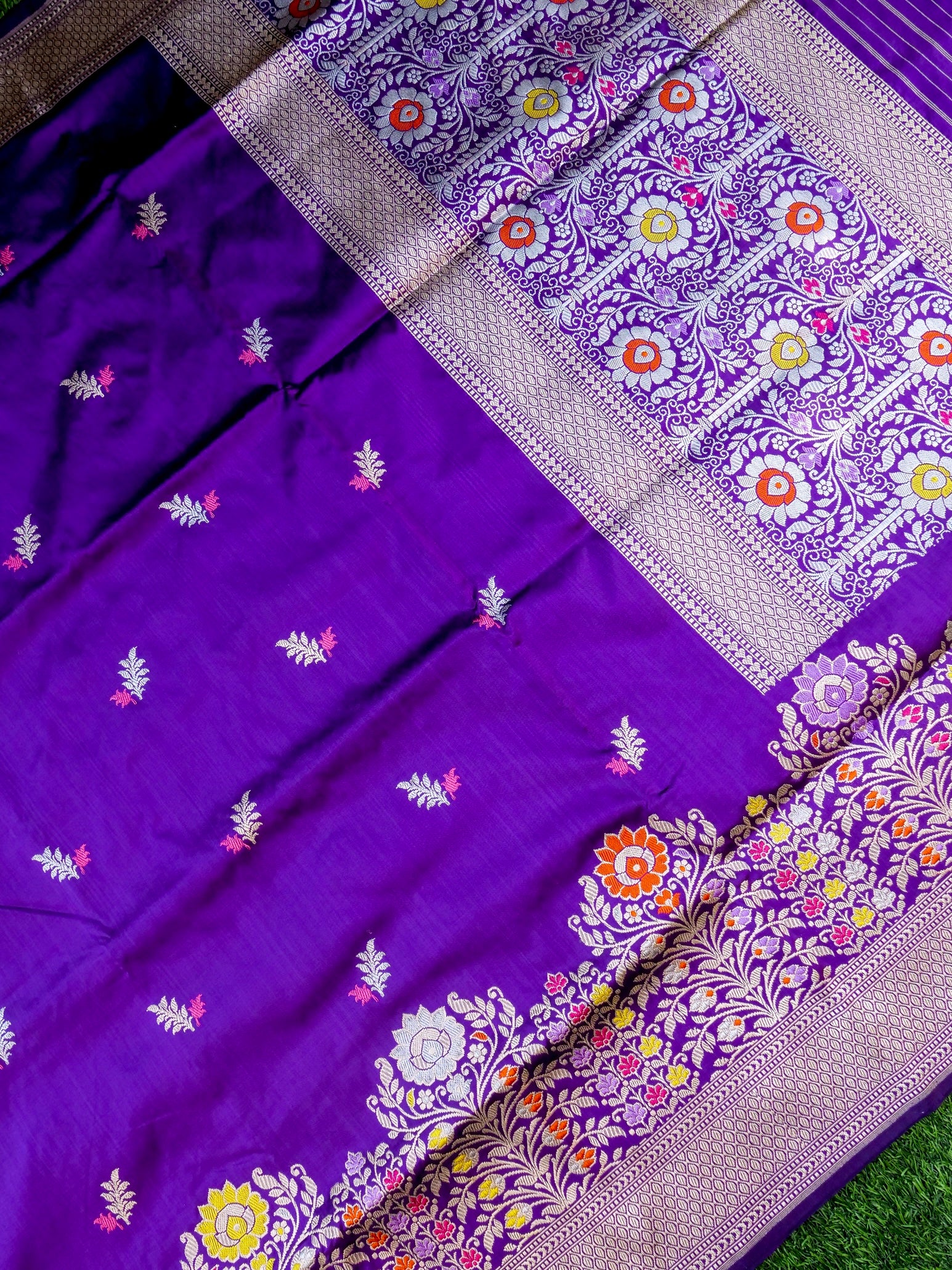 Banarasi Katan Silk Kadwa Meenakari Handloom Saree | Purple - Khinkhwab
